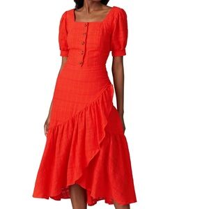 Love, Whit Bright Coral Red Smocked Crop Top ❤️‍🔥